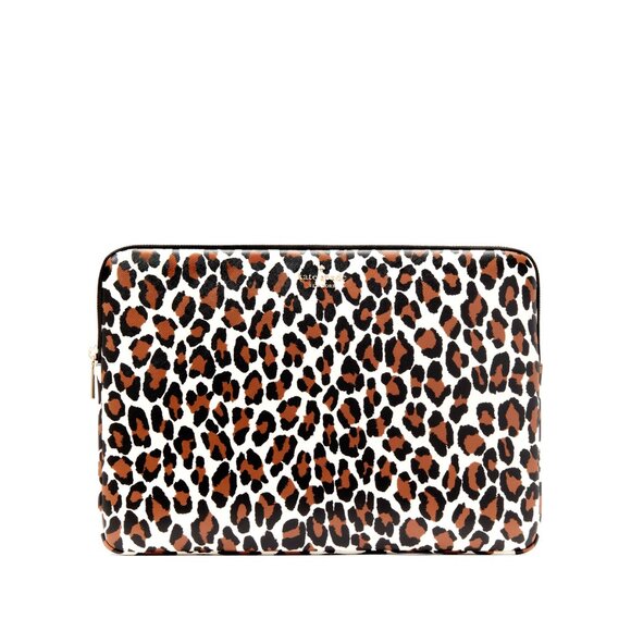 New Kate Spade Madison Spotted Leopard Universal Laptop Sleeve Cream Multi - Picture 2 of 2
